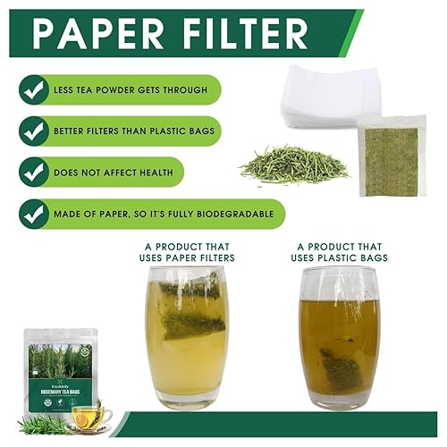 Miniatura 5 de Té de hierbas de romero premium, té de hierbas de romero 100% puro, sin gluten, sin aditivos, sin cafeína, vegano (120 bolsas de té)