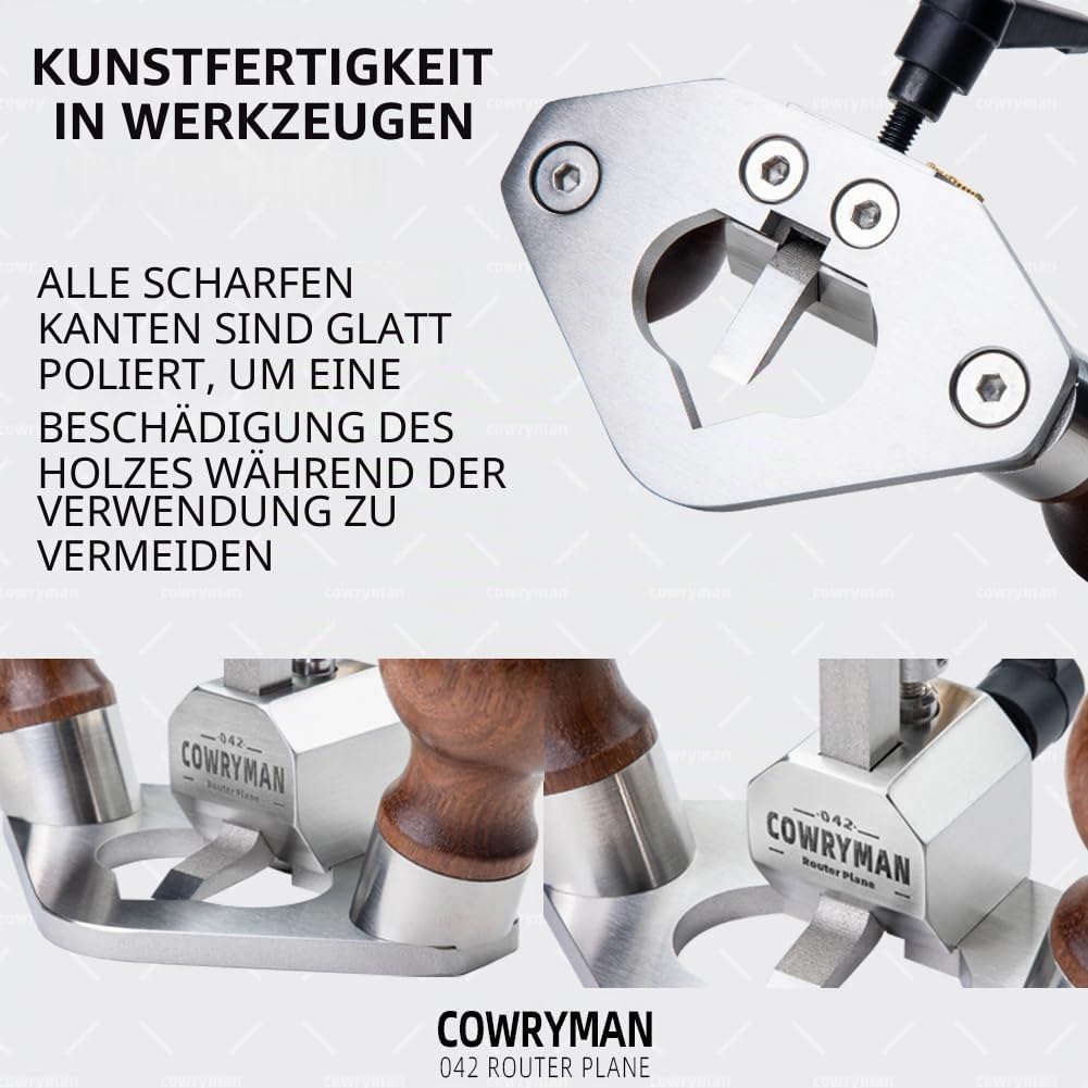 042 Grundhobel mit L-förmigem 8-mm-HSS | Einteiliges L-förmiges HSS-Eisen, Anschlagring, 25 mm Arbeitstiefe, für Ecken, Kanten und Scharnieraussparungen