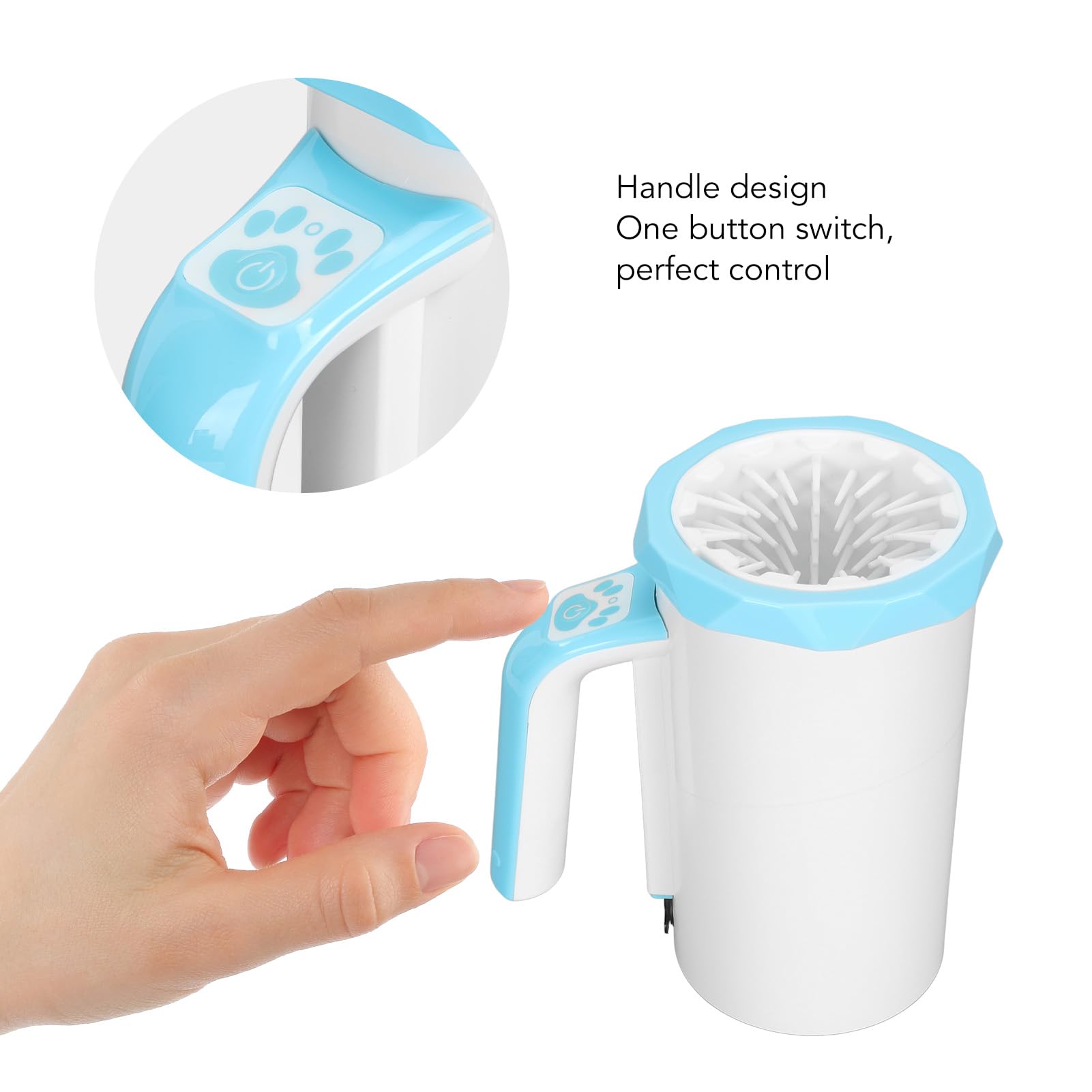 Nettoyeur Automatique de Pattes de Chien, Laveuse de Pattes Portable avec Poils en Silicone, Puissante Brosse de Nettoyage des Pieds de Chien, Lave-gobelet, Fournitures de Nettoyage pour(Blanc bleu)