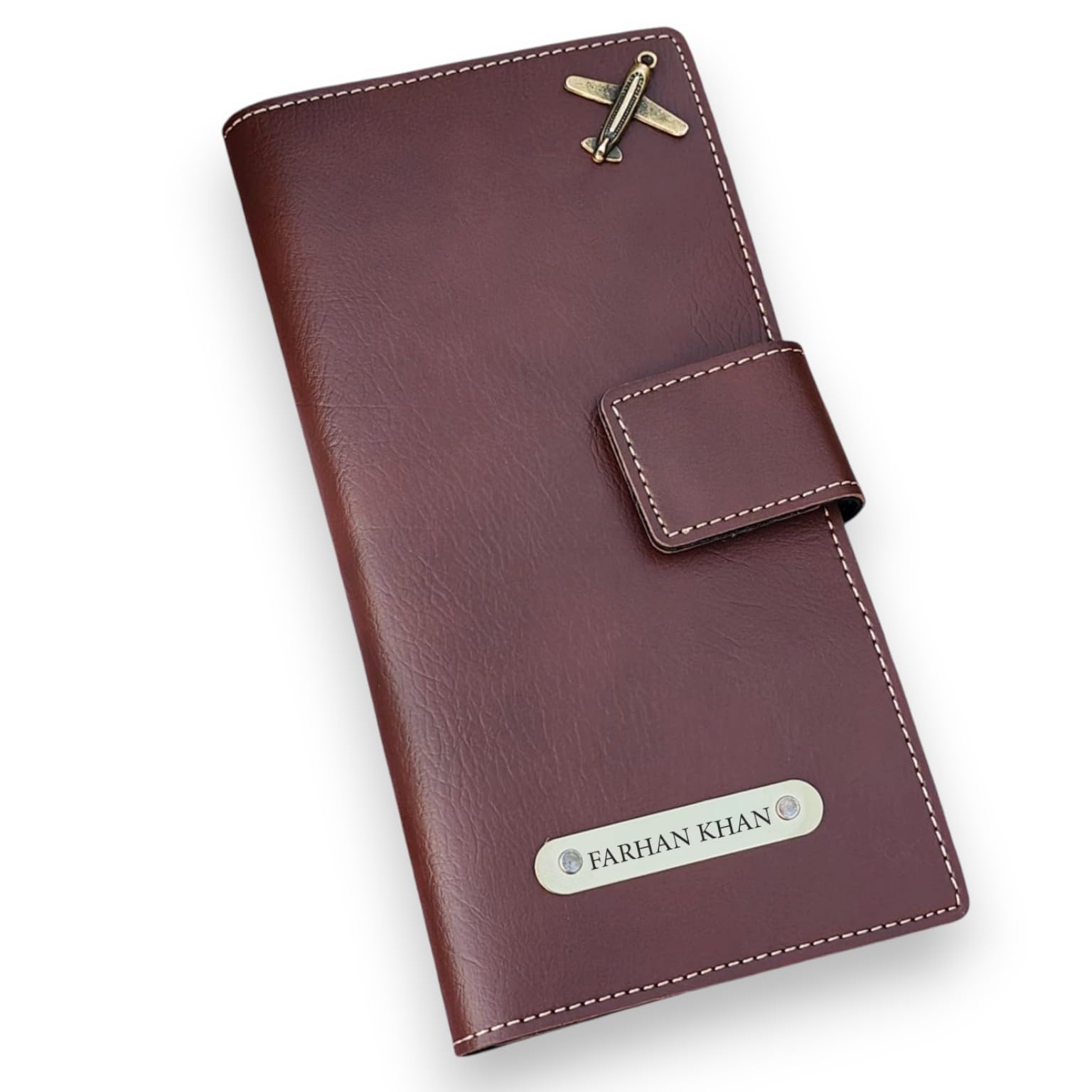 memory of moments (mom) Personalized Leather Travel Wallet & Passport Holder | Custom Name Engraved Passport Cover with Charm | Travel Document Organizer for Men & Women (Brown)-picture-14