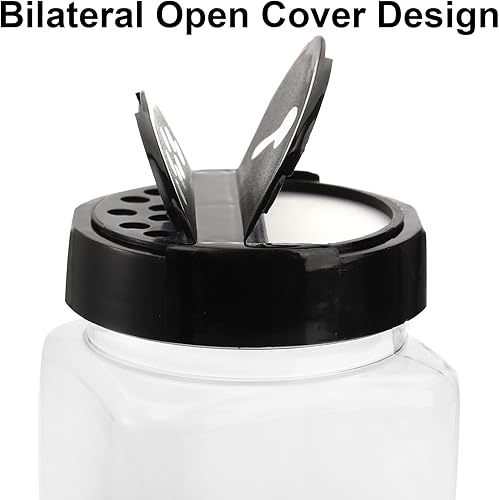 Miniatura 3 de Hacaroa Paquete de 16 tarros de especias de plástico de 21 onzas con tapas para coctelero/vertedor, recipientes cuadrados grandes vacíos para