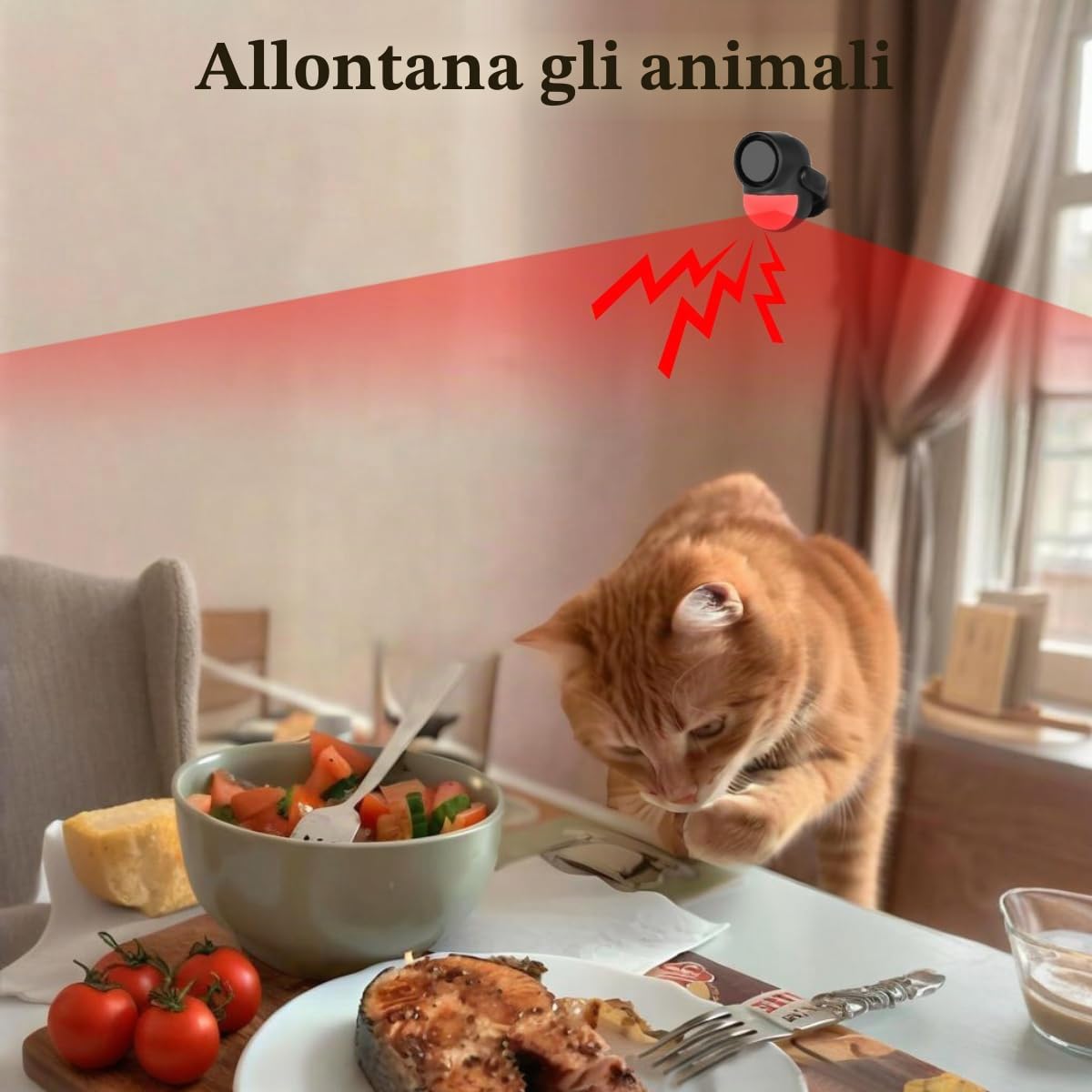 GLOOK Antifurto Allarme Casa Senza Fili con 2 Telecomando, 125dB Sensore Movimento Allarme, Sirena Allarme Perimetrale, Garage, Auto, Porta, Ingresso, Esterno, Finestre, Camper