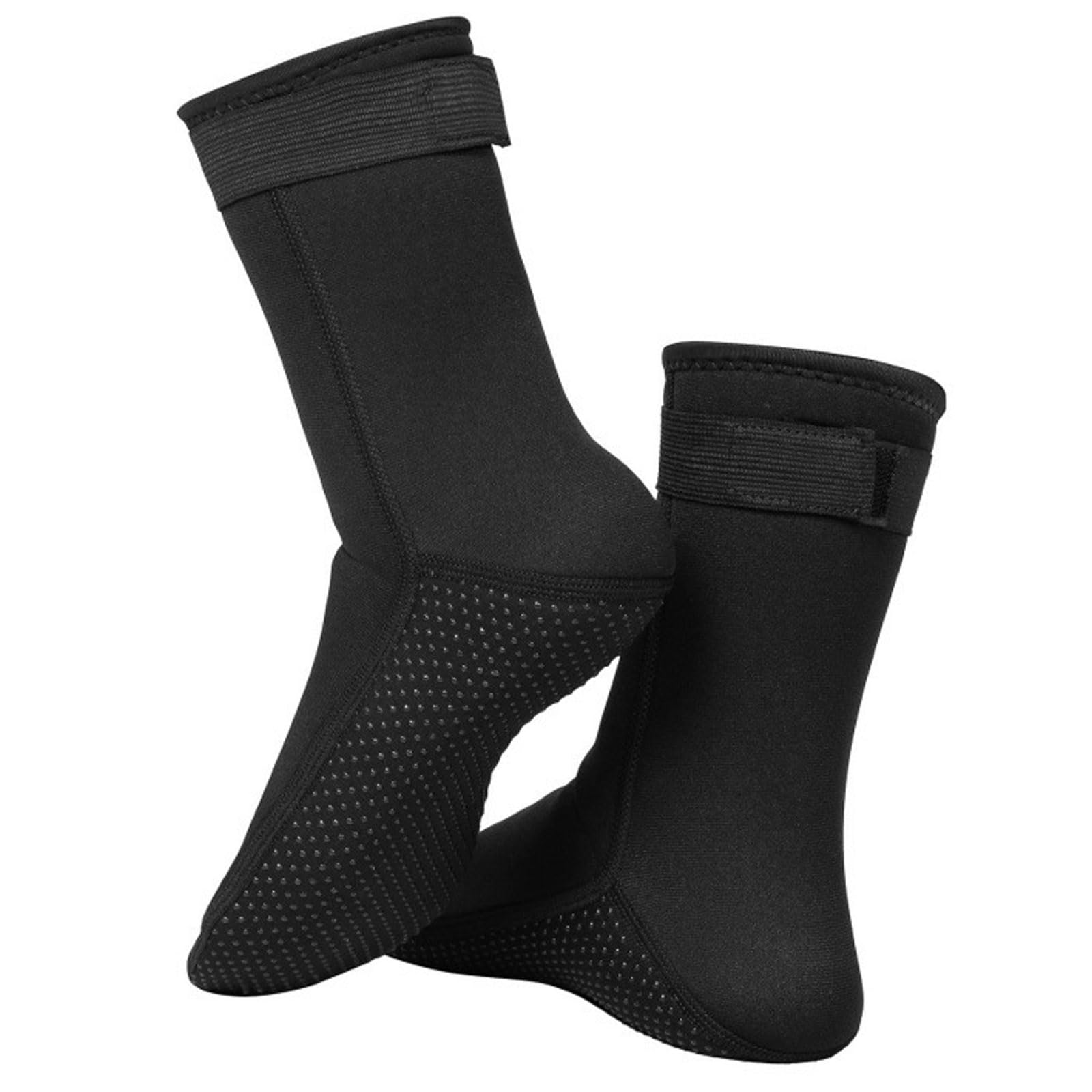 Calzini neri in neoprene da 3 mm, antiscivolo, per sport acquatici, spiaggia, unisex, protezione solare a metà polpaccio, antiscivolo, protezione solare, nuoto, surf, snorkeling, vela