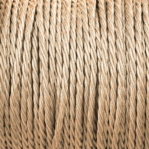 Image of 5m 3 Core Braided Flexible Fabric Wire Light Gold Flex Cable Antique Twisted Cable 3 Conductor 16.4ft Braided Electrical Cord Flex Cord Italian Braided for DIY, Lighting Other Appliances