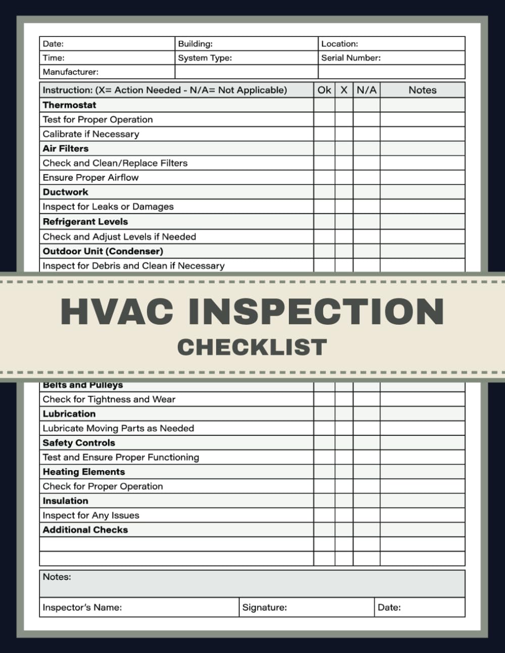 HVAC Inspection Checklist: Heating, Ventilation, and Air Conditioning