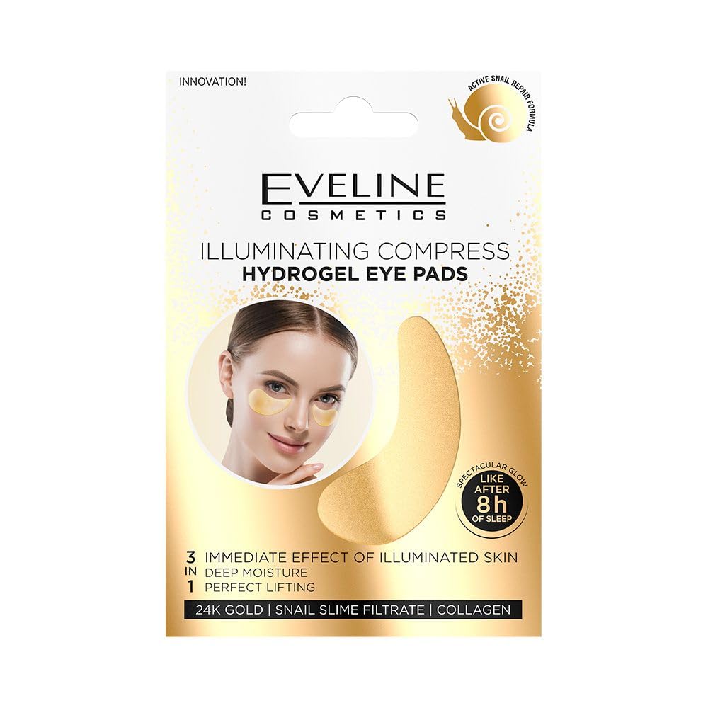 Eveline Cosmetics Gold Illuminating Compress Maschera Idrogel Contorno Occhi Con Estratto Di Bava Di Lumaca 2 Pz - 4