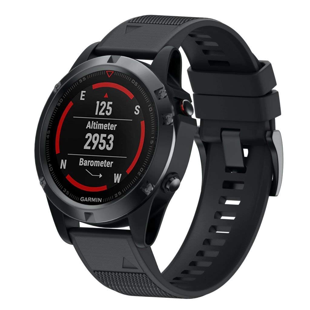 BarRan strap for Fenix 6,Fenix 6 Pro,Garmin Fenix 5,Fenix 5 Plus,22mm Width Easy Fit Soft Silicone Watch Strap Compatible Garmin Fenix 5/Forerunner 935/Approach S60/Quatix 5