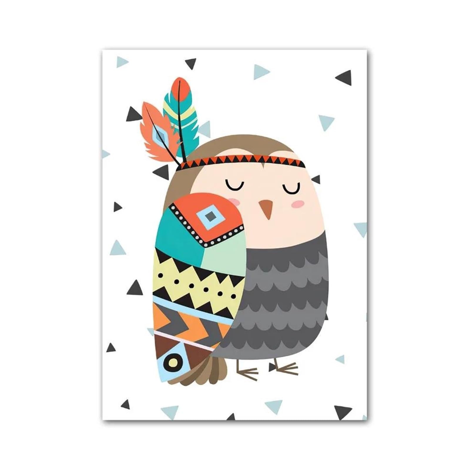 XENITE Wall Art Canvas Prints Kawaii Bear Deer Owl Fox Monkey Feather Nursery Animal Posters No Frame Wall Art Canvas Prints Pictures Kids Room Decor(F,20x30cm)