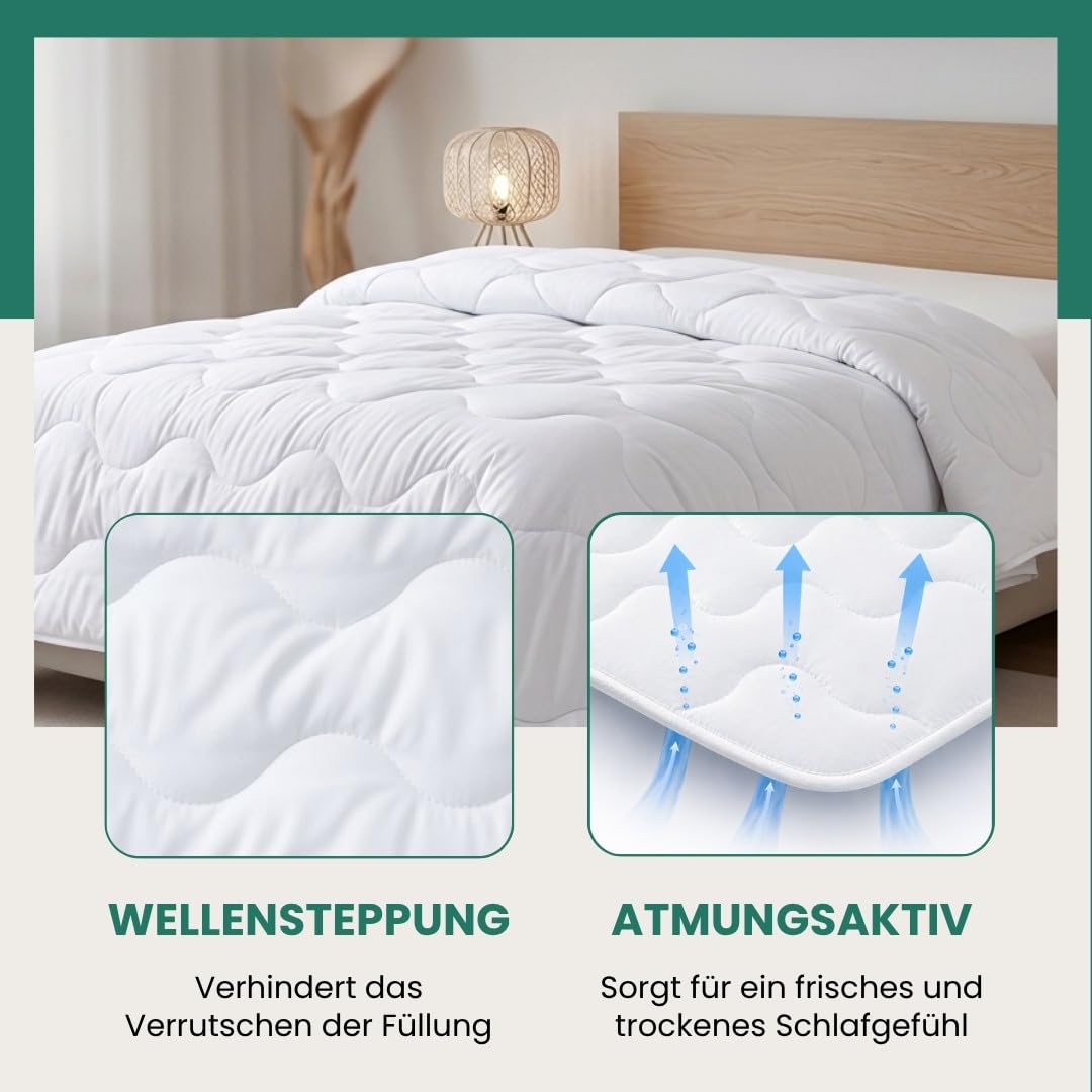 VEL VET HOME Bettdecke 135x200 cm – Ganzjahresdecke 300 GSM Steppdecke Medium Wärmegrad Schlafdecke Duvet für Allergiker geeignet atmungsaktiv Oeko-TEX Standard 100 - 5