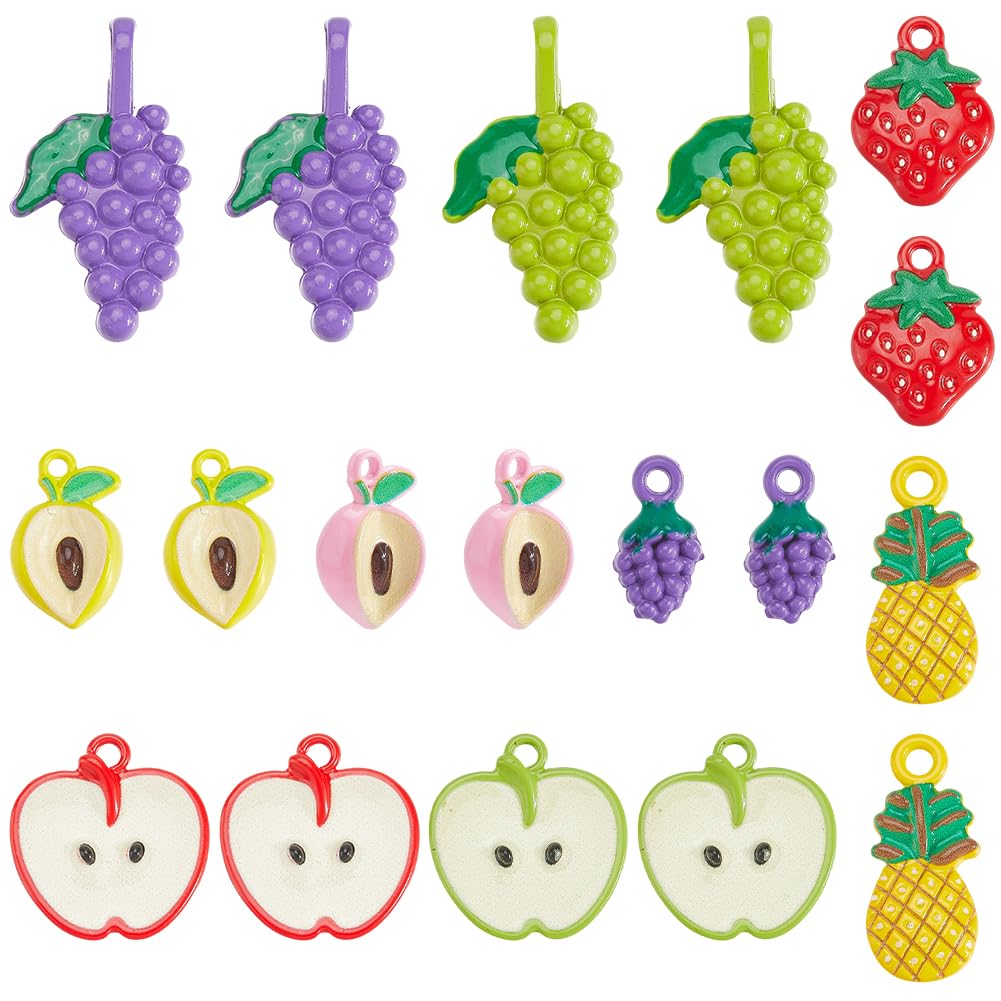 Pendentifs en métal à peindre fruits assortis, 18 breloques ananas fraise pour customisation