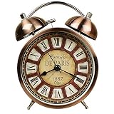 Nikauto Retro Alarm Clock, Vintage Room Clock Home Desk Table Lamp Clock with Ultra Mute Non Ticking
