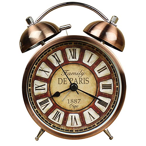 Nikauto Retro Alarm Clock, Vintage Room Clock Home Desk Table Lamp Clock With Ultra Mute Non Ticking Sweep Second Hand Hd Glass Lens Battery Operated (Bronze) #TOP3
