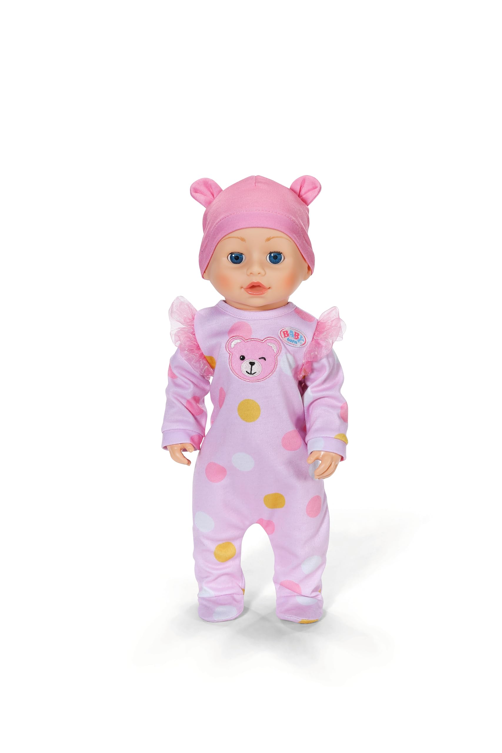 BABY born Emily Walk with me 43 cm | Elektroniczna funkcja chodzenia i dźwięku, różowy kombinezon i czapka, od 3 lat