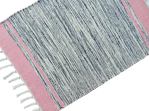 Image of MAHZEE HOME� Hand Woven Cotton Multicolor Small Rug for Bedroom, Living Room, Kids Room and Kitchen | Size : 1'4 inchx2' Feet or 16x24 Inch or 40x60 cm| 100% Organic| Machine Washable (Combo of 10 Pcs)
