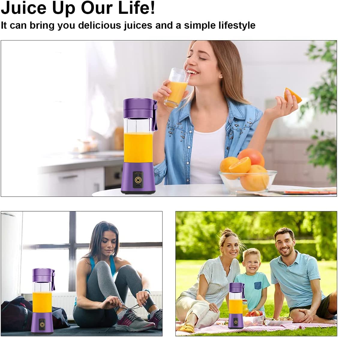 WHJC Tragbarer Mixer USB - 400ml Smoothie Maker Für Unterwegs