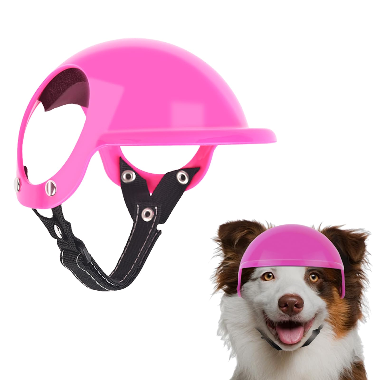 Petmolico Safety Helmets for Dogs, Dog Helmet with Ear Holes & Adjustable Strap, Dog Helmet for Small Dog for Outdoor Driving/Riding(Small,Pink)