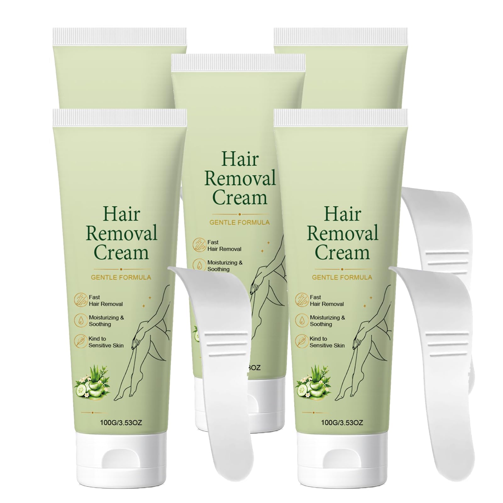 Crema depilatoria delicata e naturale con estratto di aloe vera, crema depilatoria per pelli sensibili, crema depilatory indolore per gambe, braccia, ascelle e pancia (5 pezzi)