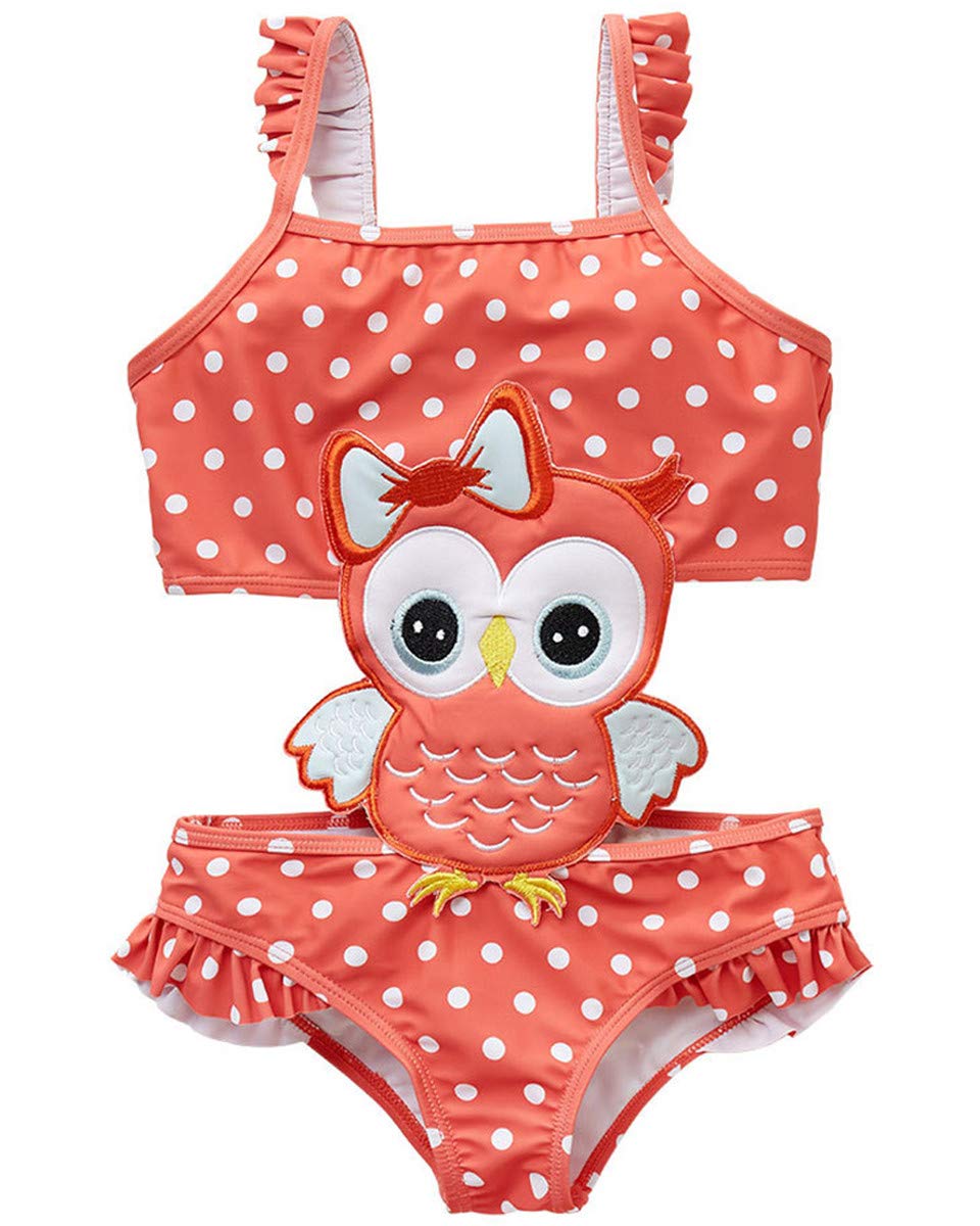 Baby Kid Girl Toddler One Pieces Polka Dots Cute Bee Ladybug Owl Swimsuits Tankini Swimwear 8T