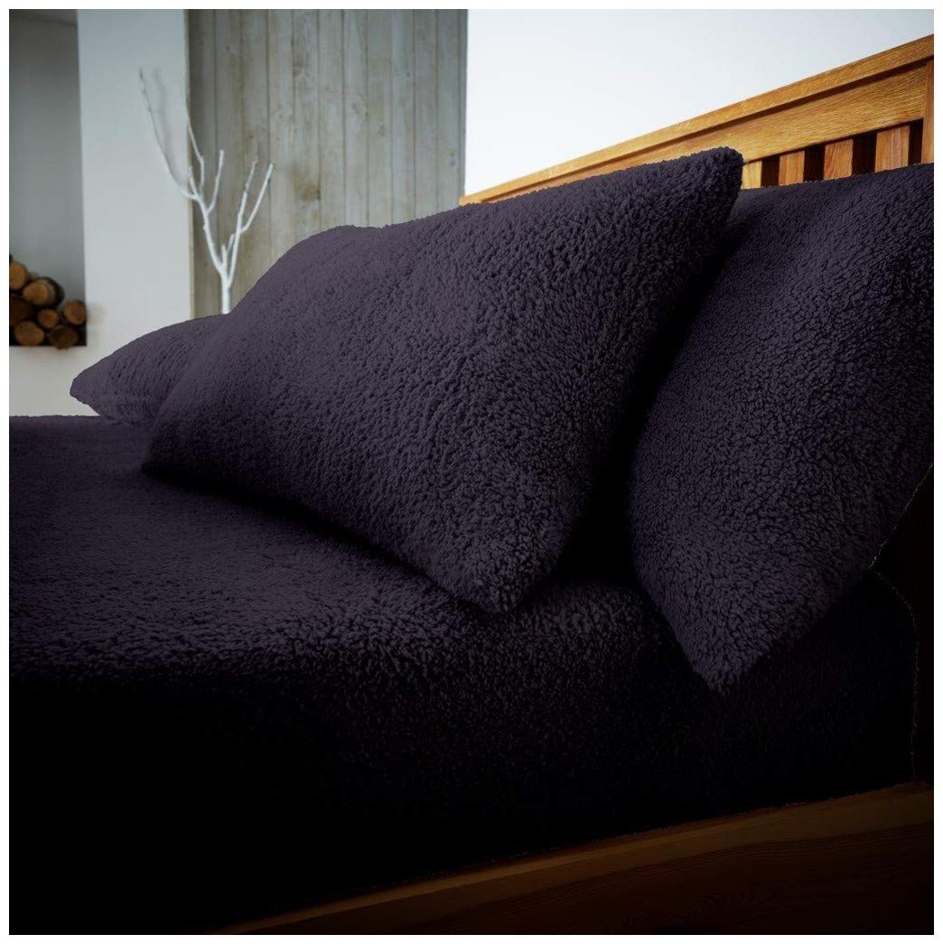 Goldstar Black Goldstar® Teddy Fleece Pair Pillow Case Fluffy Warm And Cozy In Colours,