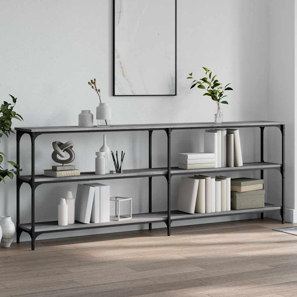SXZenSpace Console Table 200x29x75 cm Grey Sonoma Engineered Wood with Metal Frame, Slim Hallway Sofa Side for Living Room Corridor Bedroom