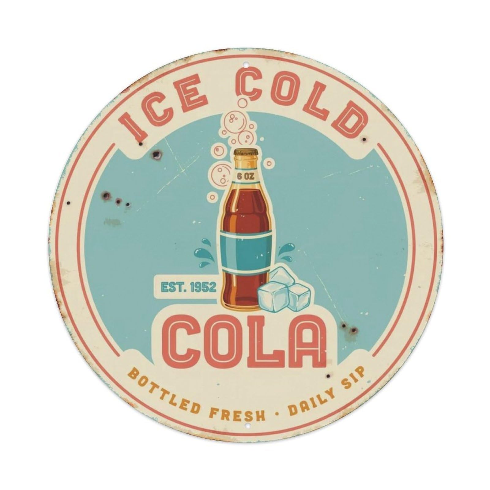 Ice Cold Cola Retro Soda Metal Tin Sign Plaque