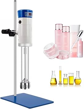 110V High Speed Homogenizer Lab Disperser Emulsifier 3013000ml Speed Adjustable Emulsion Homogenize Dispersion Machine with Stainless Steel Stirring Device with 2 Working Heads,FJ200-SH