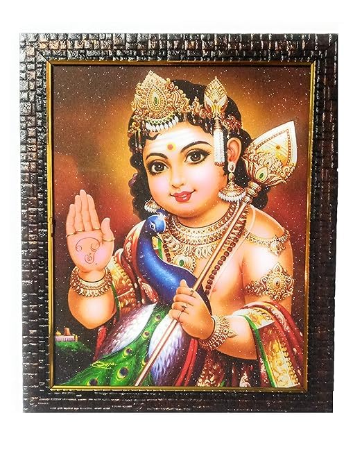 Mythology Centre BALA MURUGAN Photo Frame,Wood,Brown 33L x 25.4W Centimeters