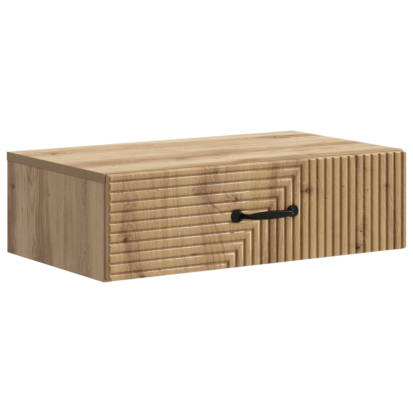 Table de chevet flottante chêne Artisan avec tiroir - étagère murale chambre et meuble entrée