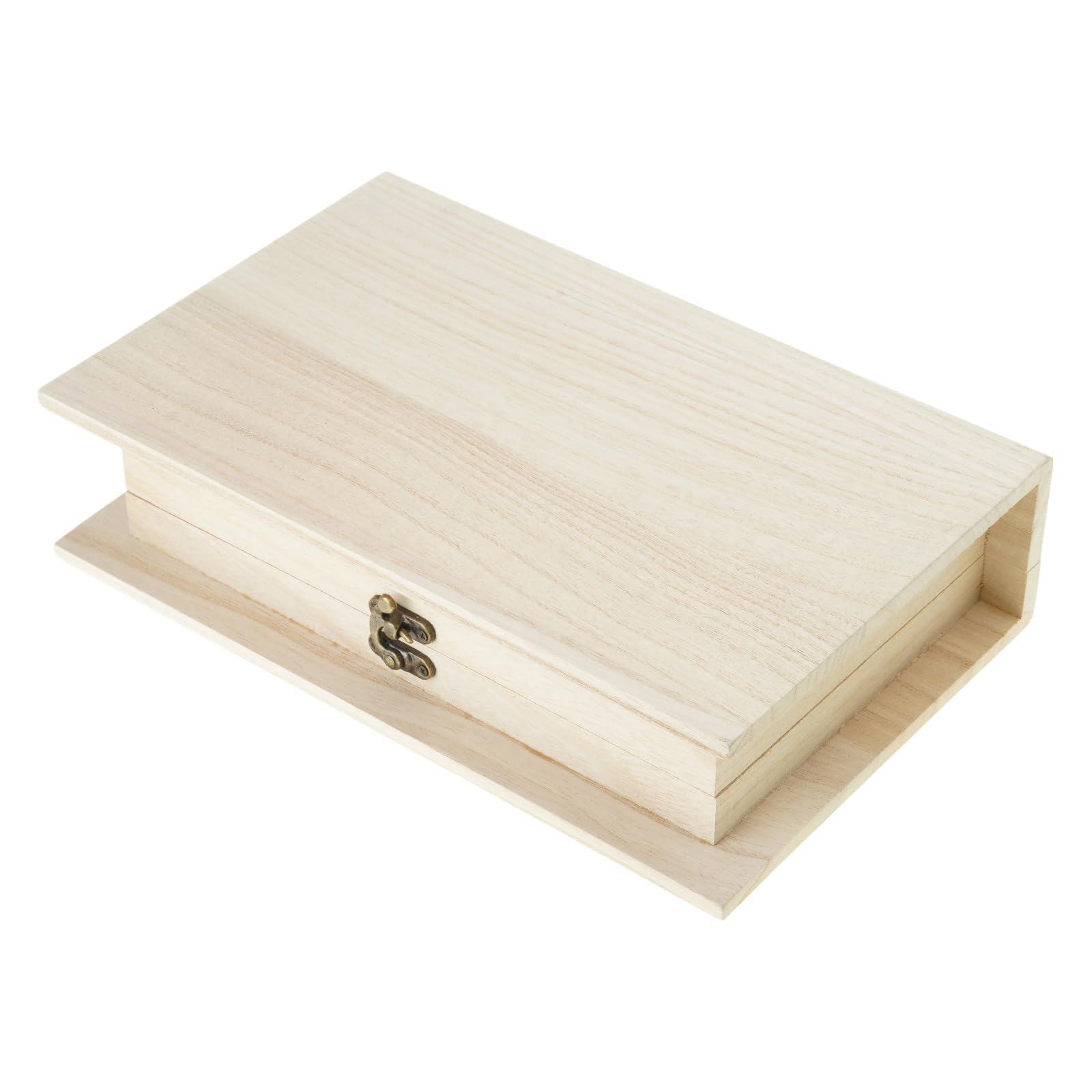 NEWFT Wood Rectangular Wooden Storage Box with Lid Stylish Lockable Clamshells Desktop Organiser for Sundries Accessories Wooden Lockable Box