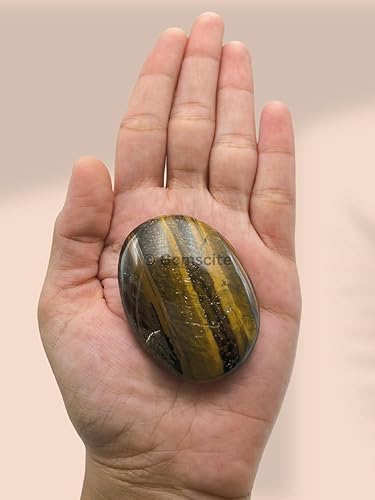 Miniatura 5 de Piedra de palma tallada con ojo de tigre, piedra de palma de bolsillo, curación de reiki y rejilla de cristal para el equilibrio natural de los