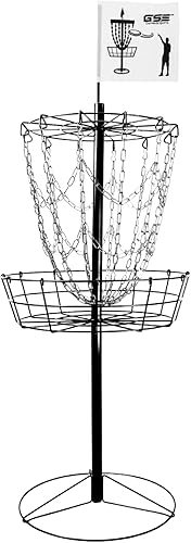 GSE PRO - Cesta portátil de disco para golf, 12 cadenas24 cadenas, cestas de golf de disco volador de metal, cestas de práctica de golf de disco