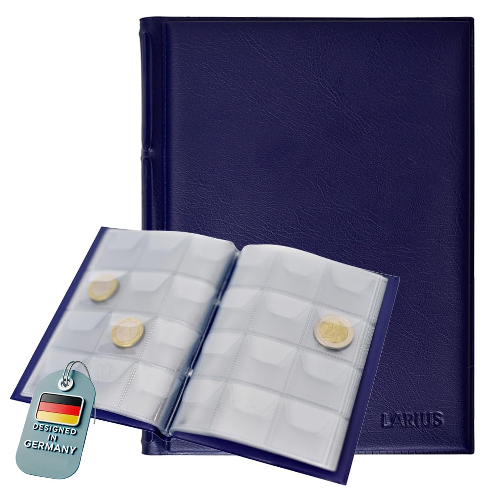 Coin Album for Collectors – 120 Coin Collection Book – Coin Holder Album for Pounds, Euros, Dollars – Pocket Coin Collecting Album