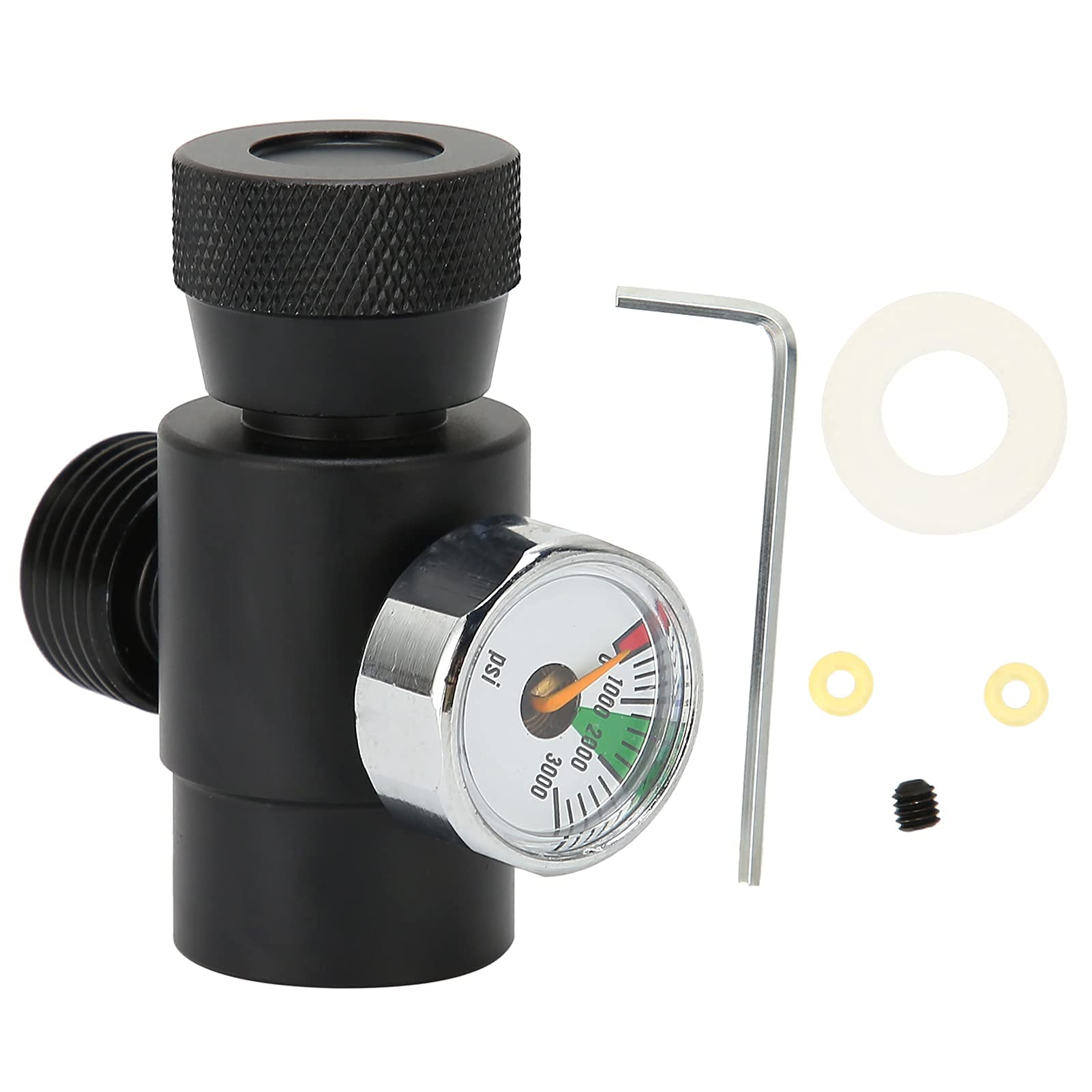 TOPINCN Adattatore di ricarica CO2 con manometro, kit nero CGA320 TR21-4