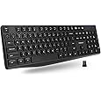 Macally Wireless Keyboard - 2.4G Ergonomic Full Size Keyboard Wireless - Ultra Slim Wireless USB Keyboard for Laptop Windows PC Windows Desktop Computer - Black