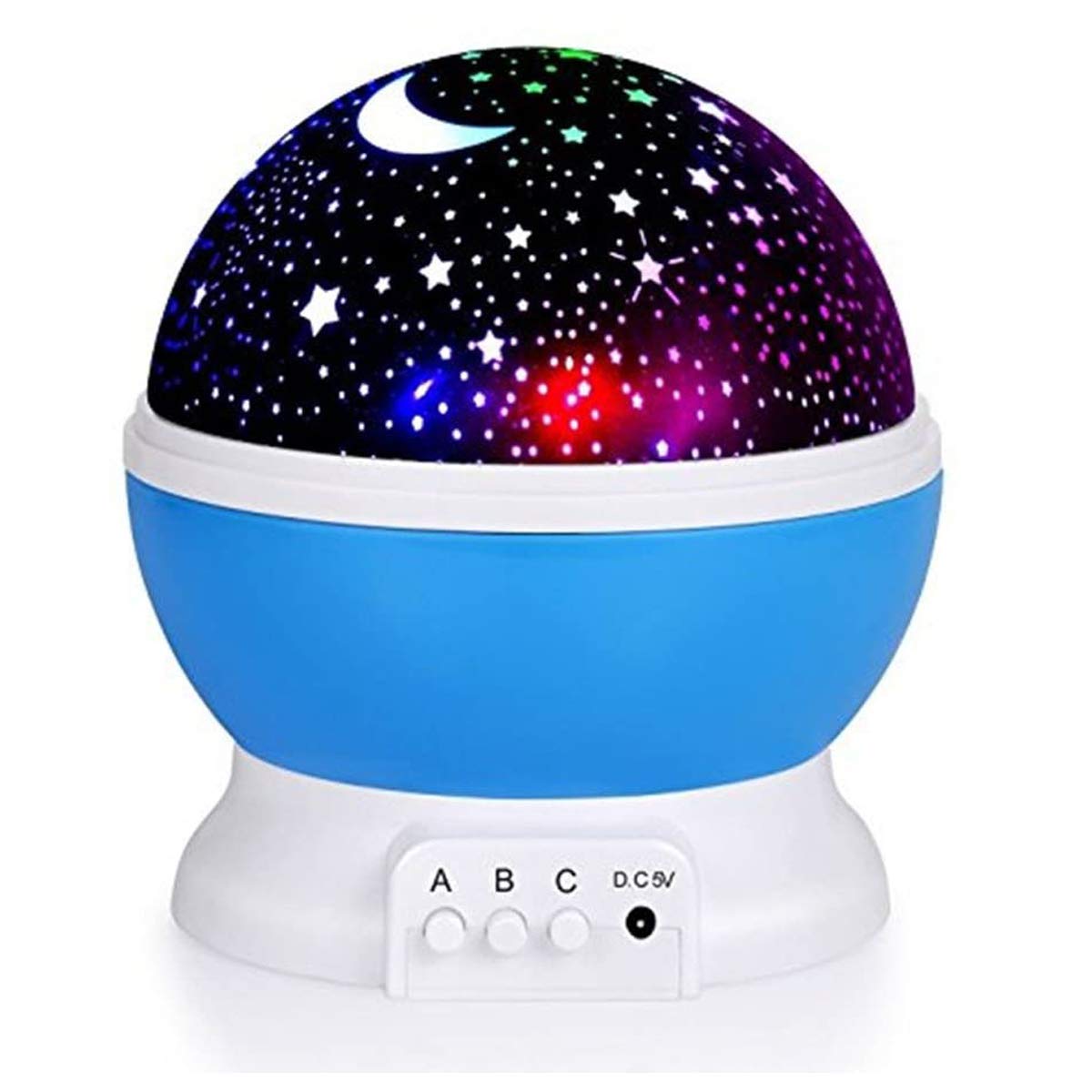 Xiangtat New Generation Baby Night Lights for Kids, Starry Night Light Rotating Moon Stars Projector, 9 Color Options Romantic Night Lighting Lamp, USB Cable / Batteries Powered for Nursery, Be