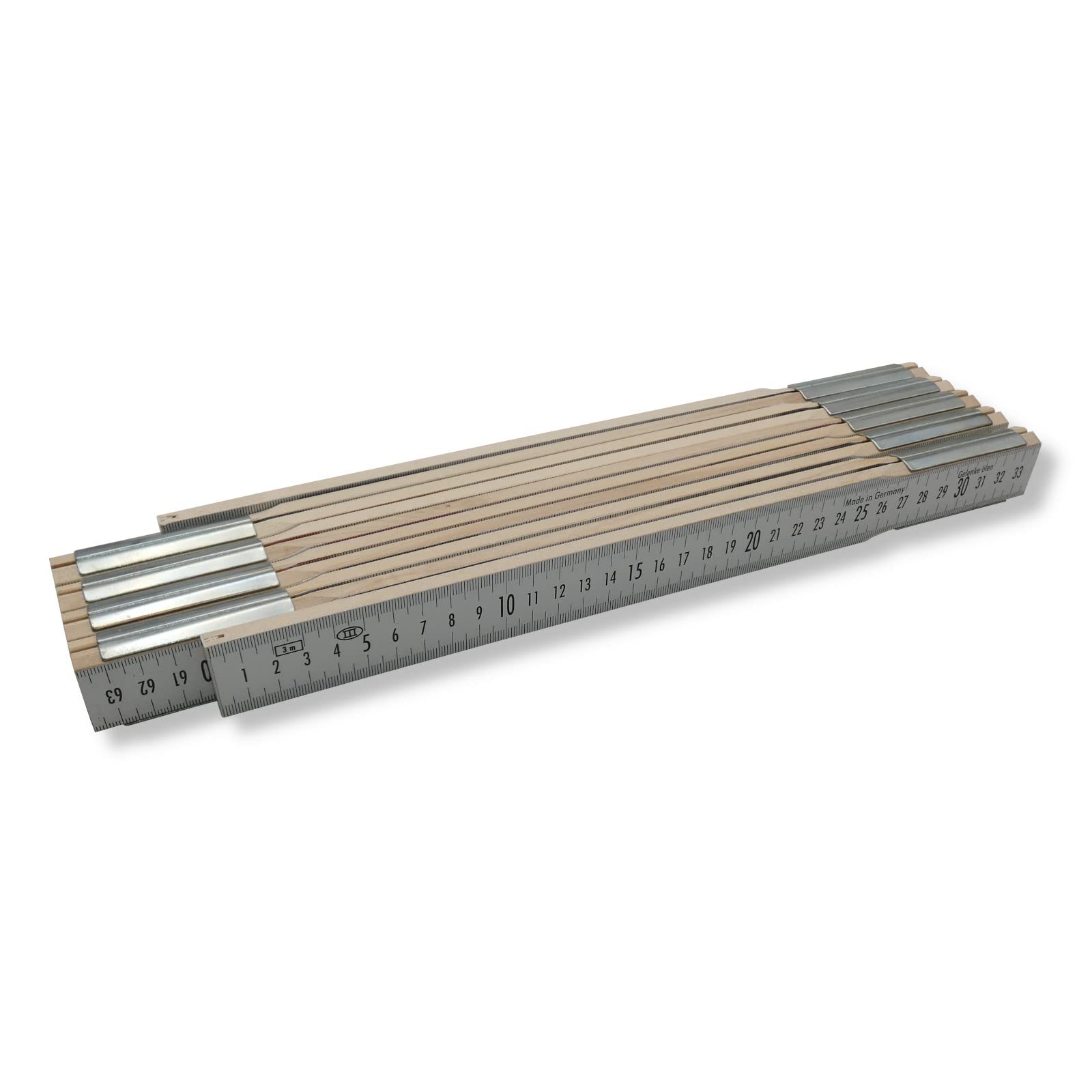 DEWEPRO® Scaletta livellante 3 m in legno – lunghezza maglie 37,7 cm – parte anteriore con divisione duplex mm – retro con passo alternato nero e rosso