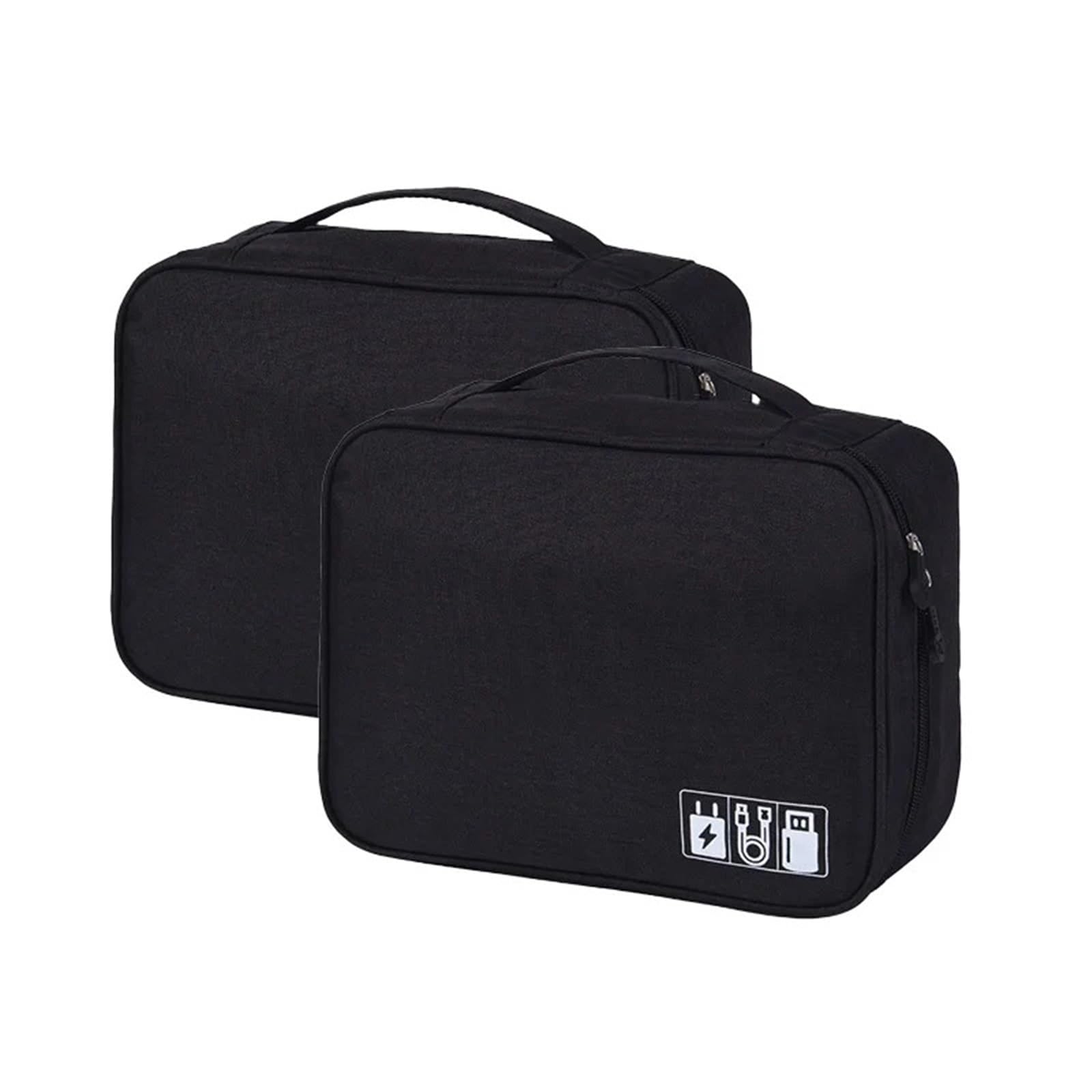 Sac De Câble Lot de 2 Sacs de Voyage numériques Multifonctions de Grande capacité, avec câble de données Mobile, Batterie Externe et Stockage USB(Color 1)