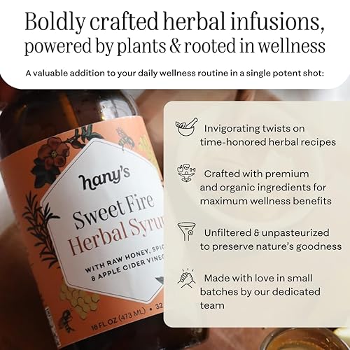 Miniatura 8 de Hany's Harvest Saúco Oxymel Jarabe de Oxymel, botella de vidrio de 8 onzas, vinagre de sidra de manzana totalmente natural + miel cruda, sin gluten,