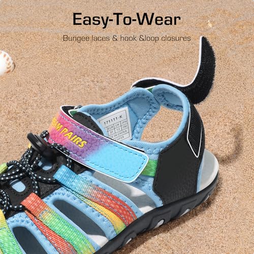 Image of DREAM PAIRS Unisex Summer Water Athletic Sandals | Closed-Toe Protection Quick-Drying Upper Comfort Footbed Durable Non-Slip Sole Hook-And-Loop Outdoor Sport Walk Hike