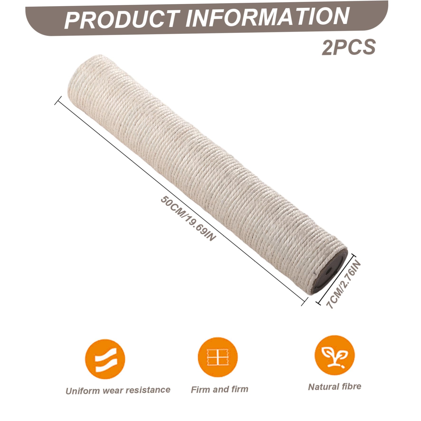 Reemplazo de Poste rascador para Gatos de sisal, Paquete de 2 fáciles de Instalar con Pernos de 8mm para actualización del árbol del gato/20 Pulgadas