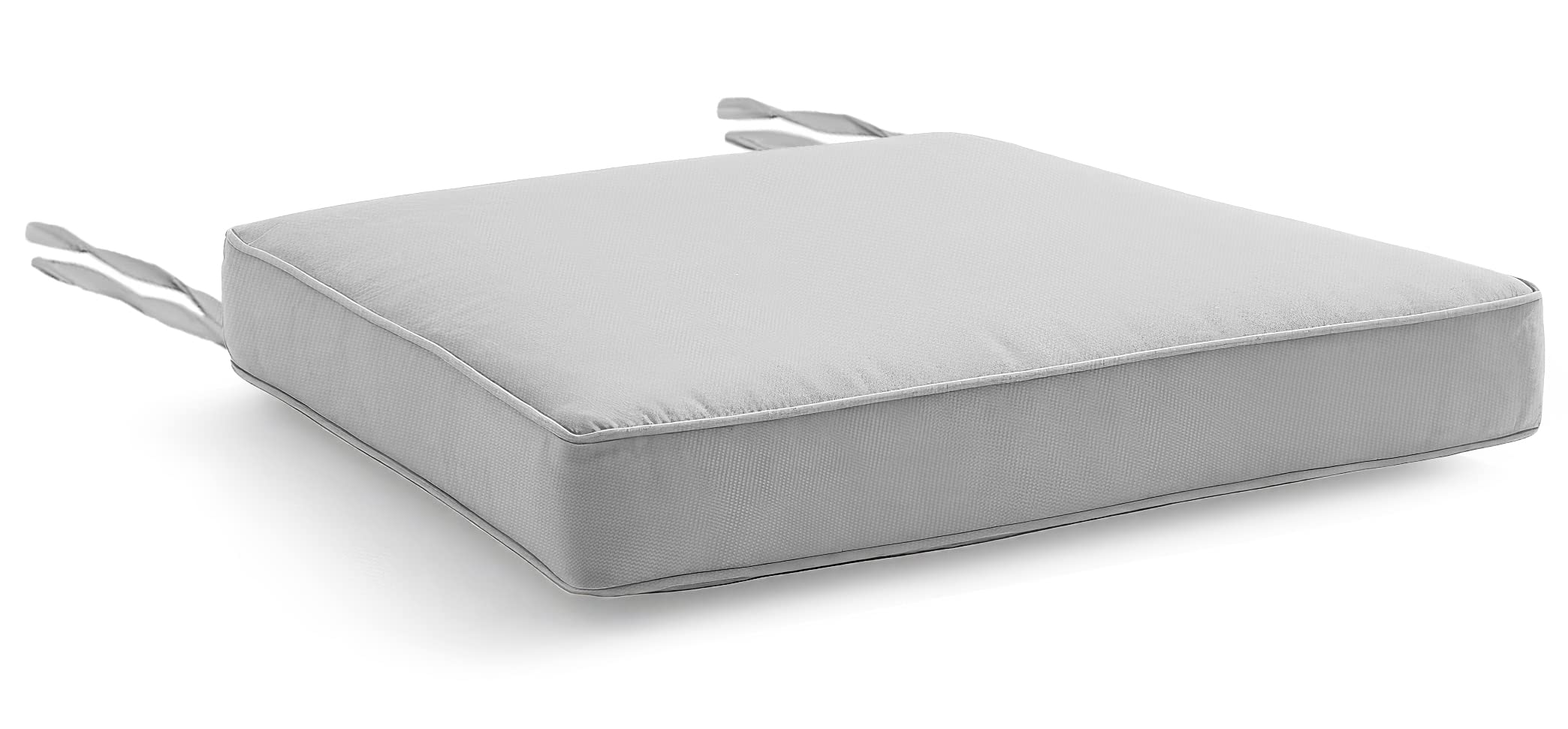 Water Resistant Chair Cushions with Ties for Indoor and Outdoor Use - Patio Furniture Seat Pads with Durable Polyester Fabric - Ideal for Dining, Lawn, Garden, Coffee Shop (40 x 40 x 5cm, Light Grey)