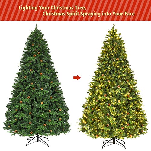 Goplus ARTIFICIAL CHRISTMAS TREE Premium Spruce Hinged Tree 600 Led Lights And Pine Cones thumb #1