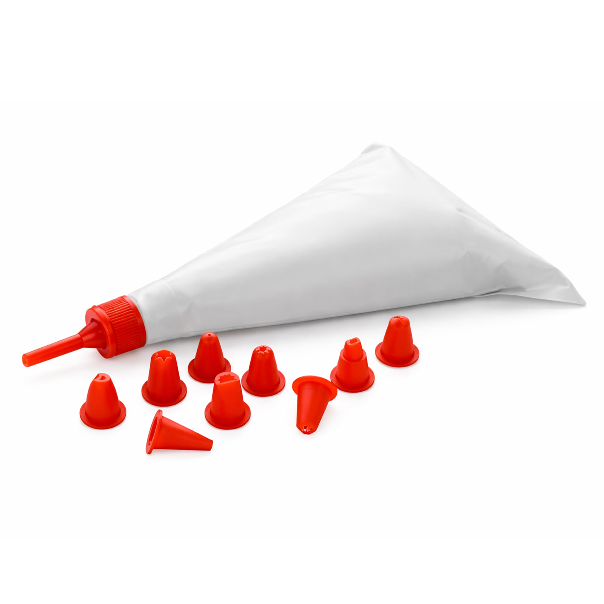 Orsina Plastic Cake Decorating Set - 10 Nozzles - Red