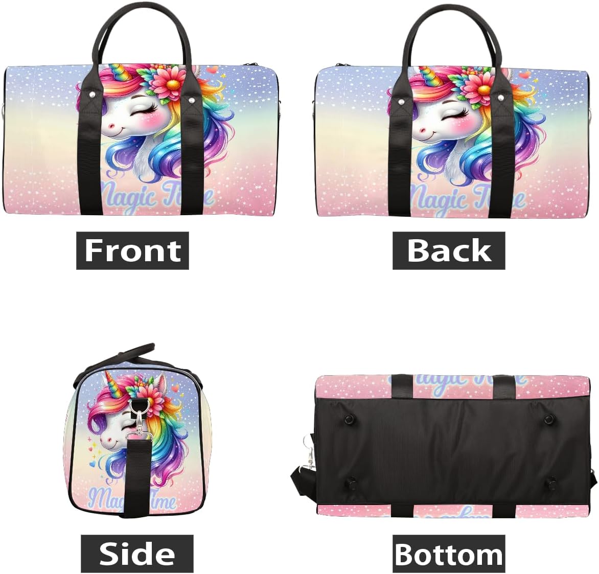 Cute Animals Unicorn Rainbow Travel Duffel Bag for Women Men Small Sport Gym Bag Waterproof Weekender Overnight Bag Lightweight Carry on bag Foldable Gym Bag for Training Swim Yoga Traveling Handbag