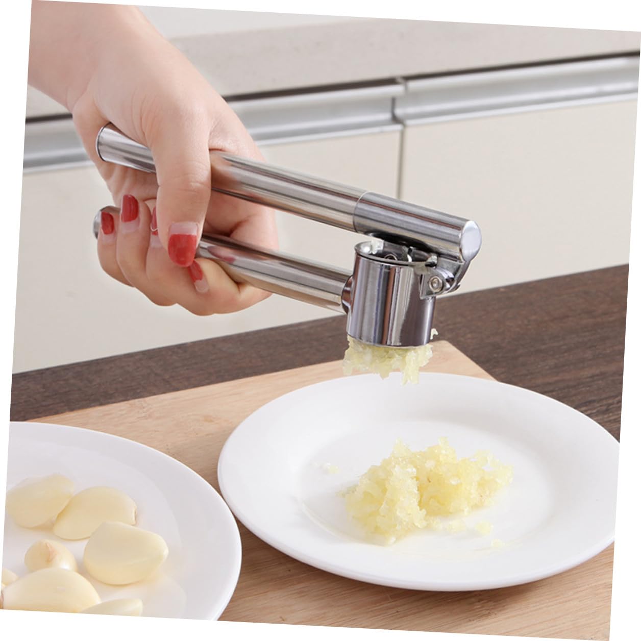 Acero Prensa de Manual Inoxidable Ajos para Cocina y Restaurante