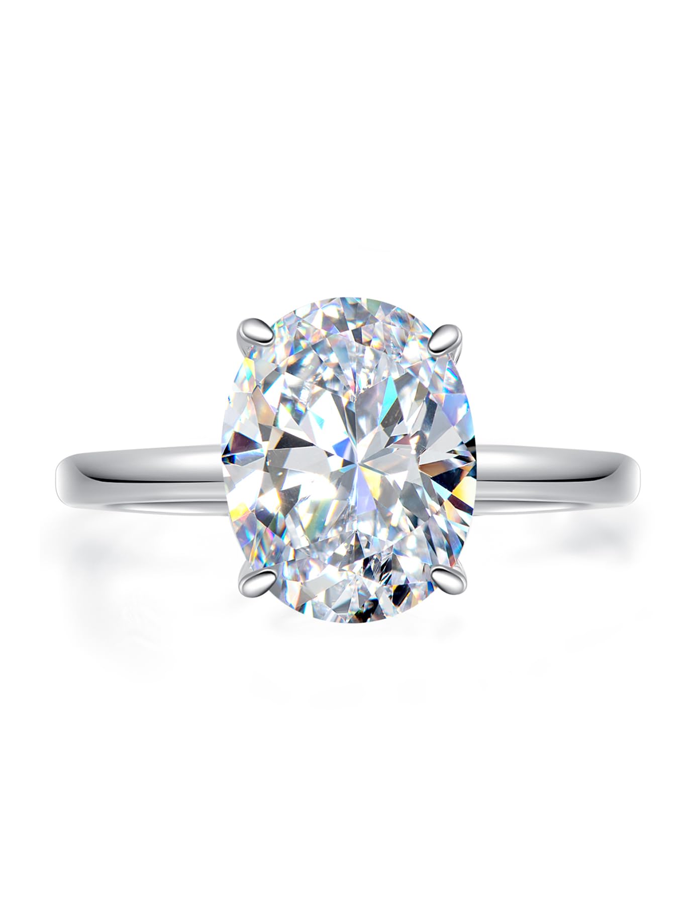 Oivley 3.5CT Oval Solitaire Engagement Ring, Women's Engagement Rings, 925 Sterling Silver Fake Diamond Ring Cubic Zirconia Engagement Ring18K White