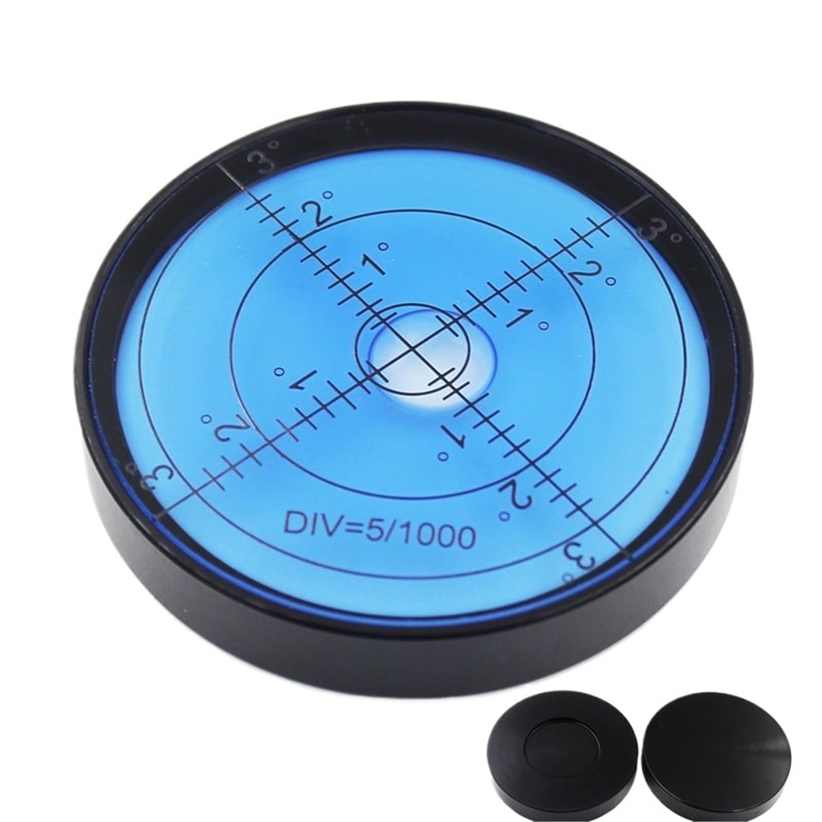 Nivel de burbuja de metal redondo universal, herramienta horizontal con cuentas de burbuja, diámetro 60 x 10 mm, magnético, disponible, 1 unidad(Black-No-magnet)