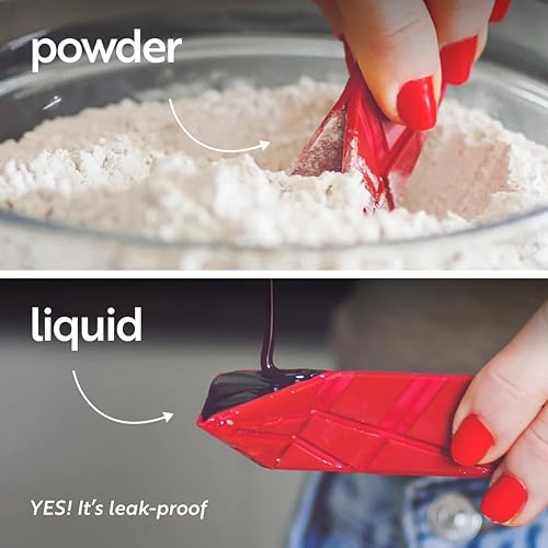 Miniatura 4 de POLYGONS Cucharas medidoras plegables 3 en 1  2 cucharas con 6 tamaños diferentes (rosa)