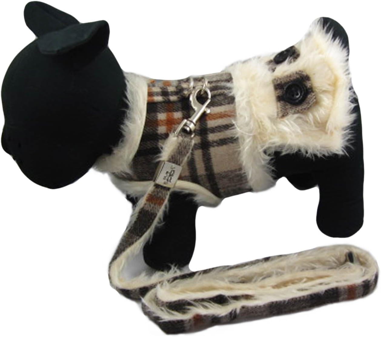 Alfie Pet - Keri Harness Vest and Leash Set - Color: Brown Plaid, Size: L