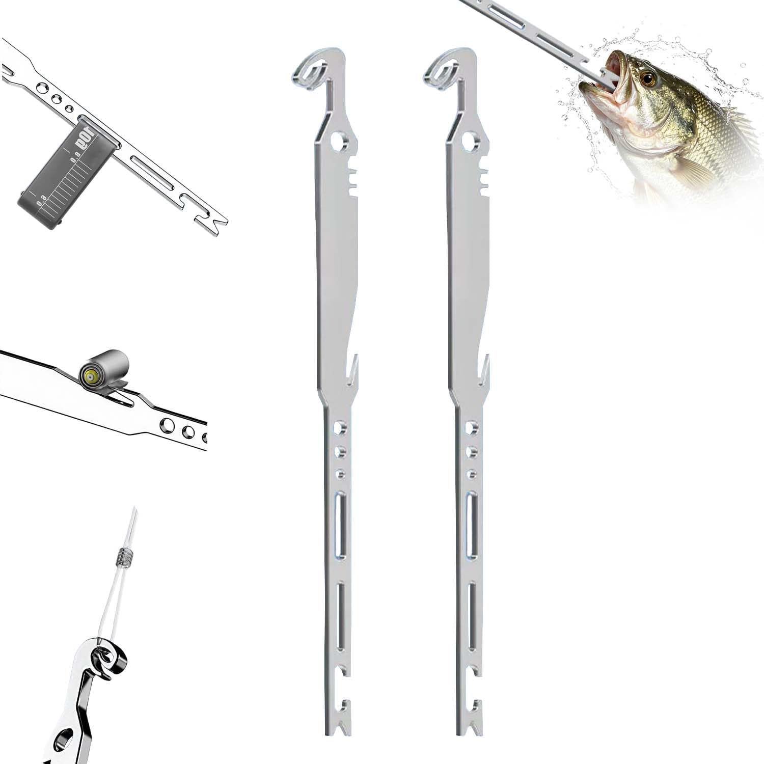 6-in-1 Stainless Steel Fishing Multi Tool, Hook Remover and Knot Tyer, Fishing Knot Tying Tool, Quick Fish Hook Remover, Portable Fishing Tools Gift for Anglers (2PCS)